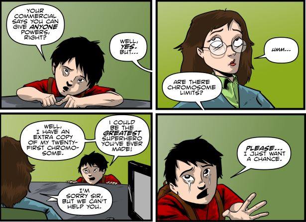 Metaphase comic book featuring a boy with Down Syndrome