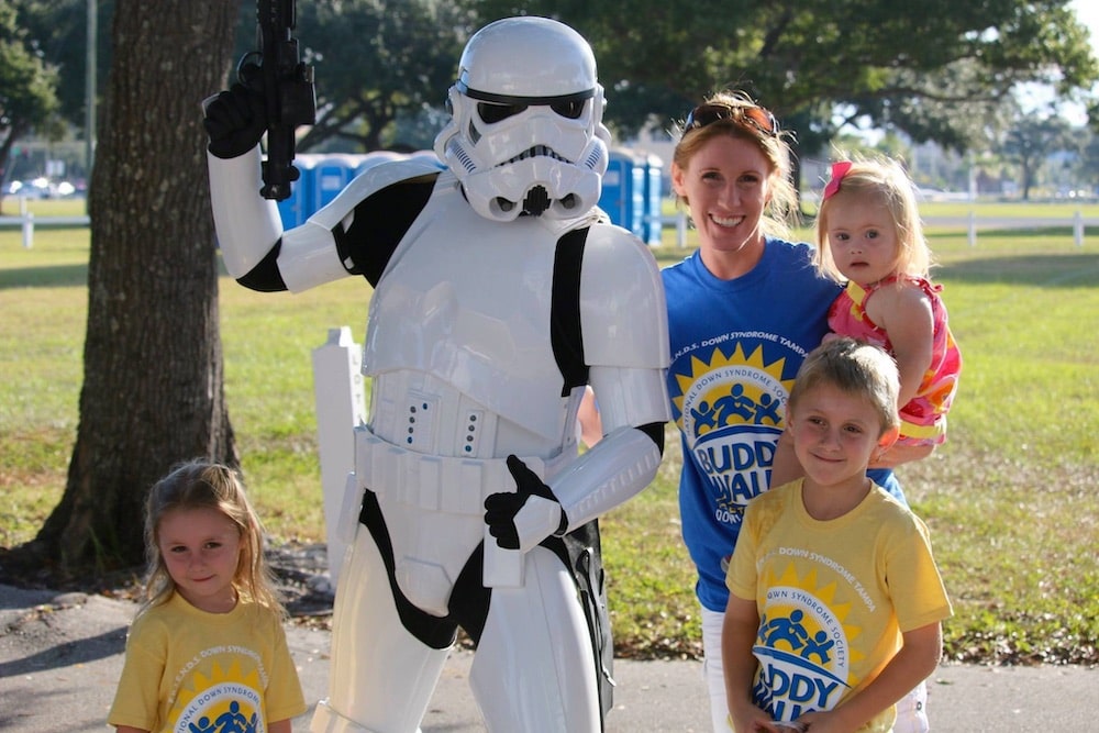 FRIENDS Down Syndrome Buddy Walk of Tampa family with a storm trooper