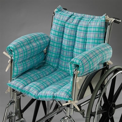 Wheelchair cushions add comfort.