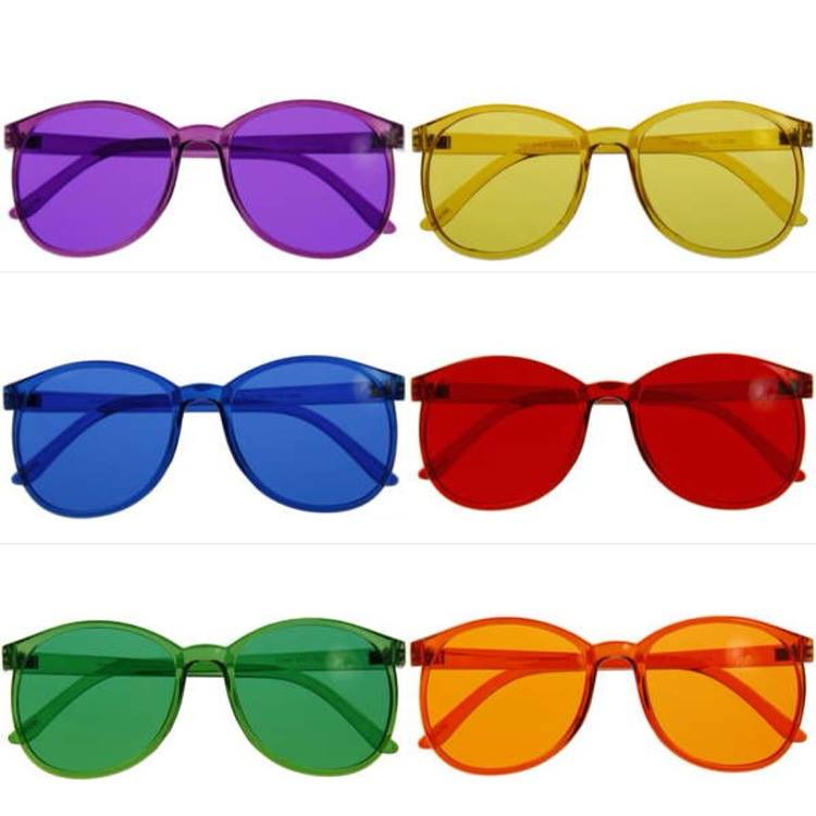 Color tinted glasses can be used for color therapy.
