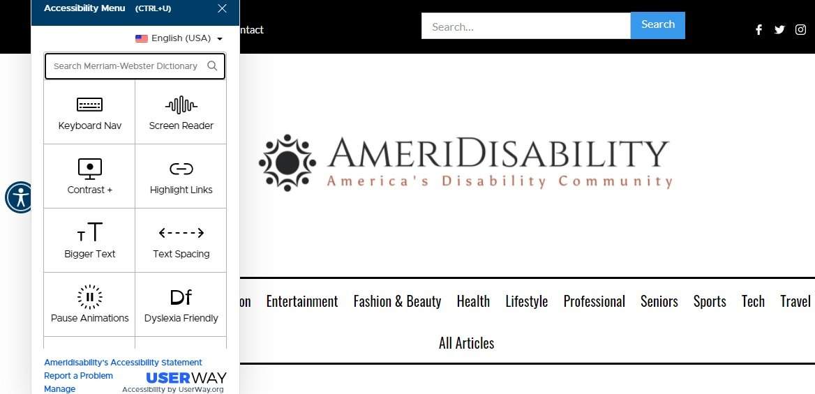 AmeriDisability's website includes accessible navigation. 