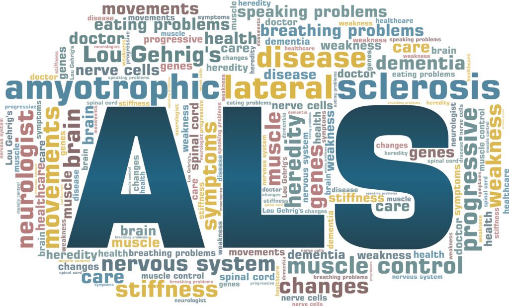 ALS letters surrounding by disease-specific words