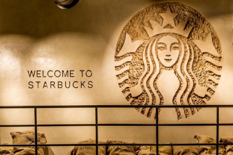 Starbucks welcome sign 