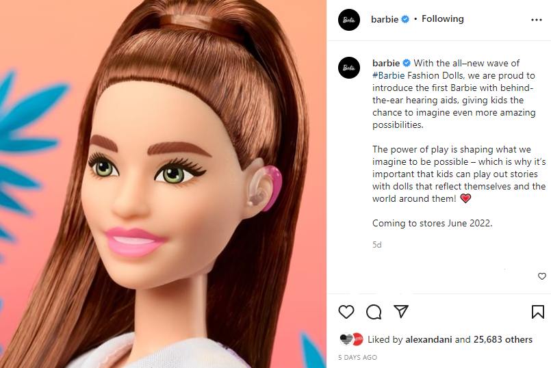 Barbie announces doll with hearing aid on Instagram