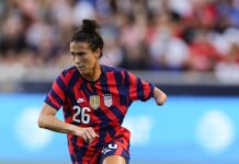 Carson Pickett, a limb different athlete, plays in her first NWSL game in June 2022