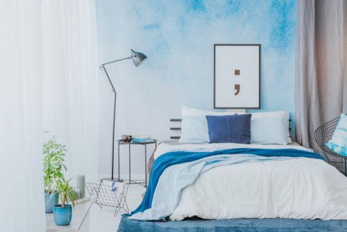 Blue themed bedroom