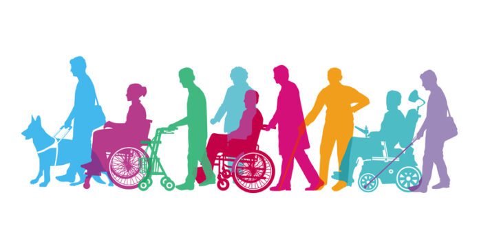 Colored graphic of disabled people
