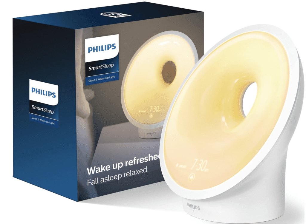 PHILIPS SmartSleep Sleep and Wake-Up Light, Simulated Sunrise and Sunset, Multiple Lights and Sounds, RelaxBreathe to Sleep, HF3650/60