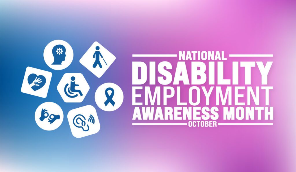National Disability Employment Awareness Month background or banner design template.