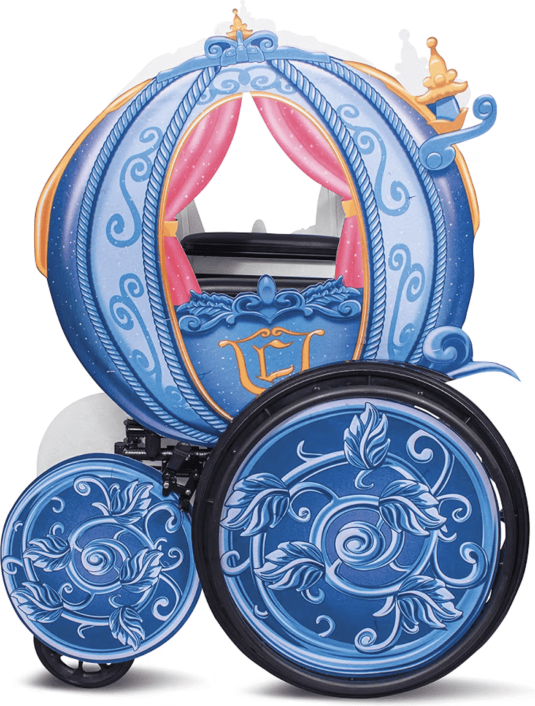 Cinderella adaptive wheelchair costume by Disguise. Sold on Amazon.