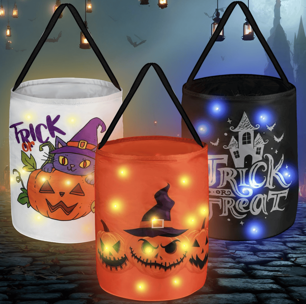 Halloween Trick or Treat Bags with LED Lights