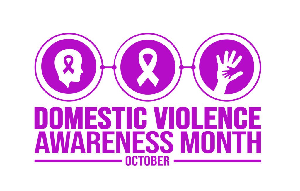 October is Domestic Violence Awareness Month background template. Holiday concept. background, banner, placard, card, and poster design template with text inscription and standard color. vector