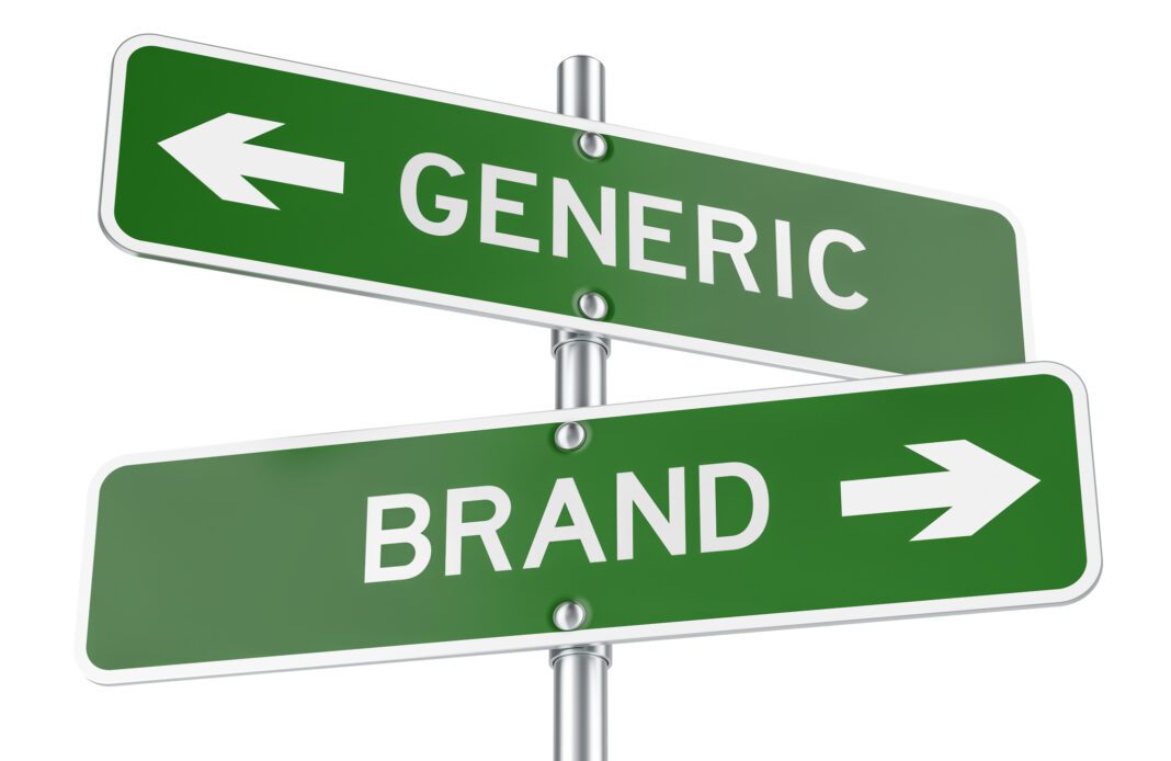 Generic or Brand green direction arrows, street signs. 3D rendering isolated on white background