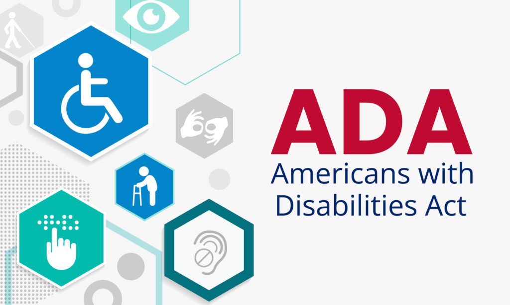Americans with disability act is observed every year on July 26, ADA is a civil rights law that prohibits discrimination based on disability. Vector illustration