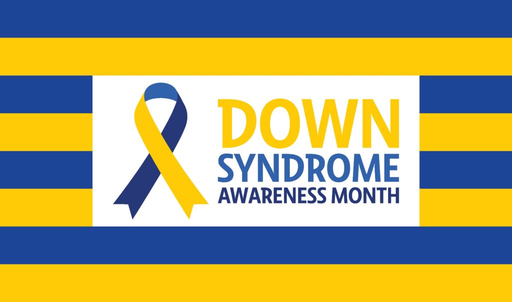 Down Syndrome Awareness Month — Blue and Yellow Awareness Ribbon